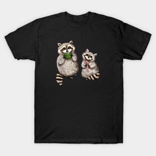 Cozy Raccoons Sticker Version T-Shirt